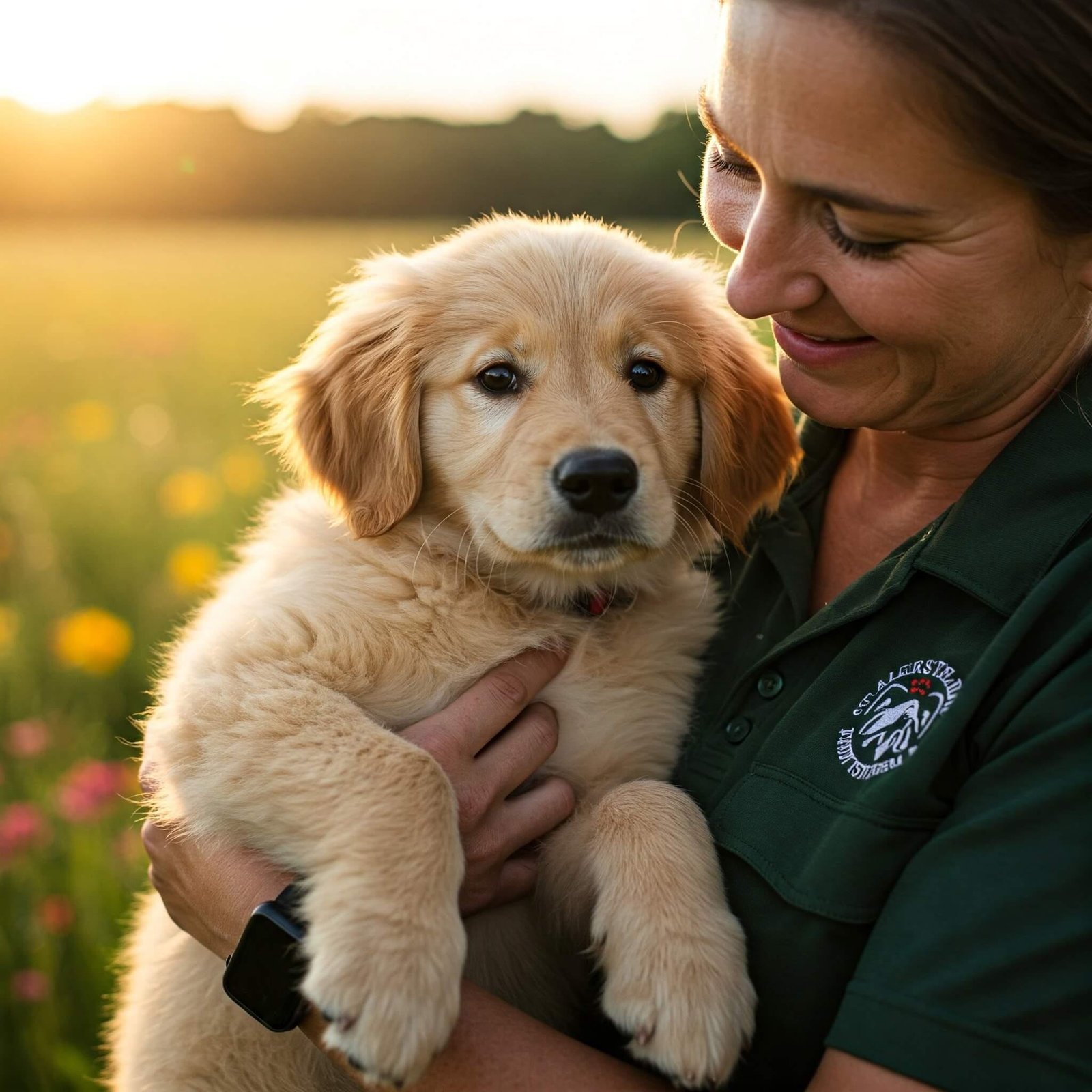 Heartwarming Rescue Stories That Will Melt Your Heart Golden retriever puppy being cradled in rescuer's arms
