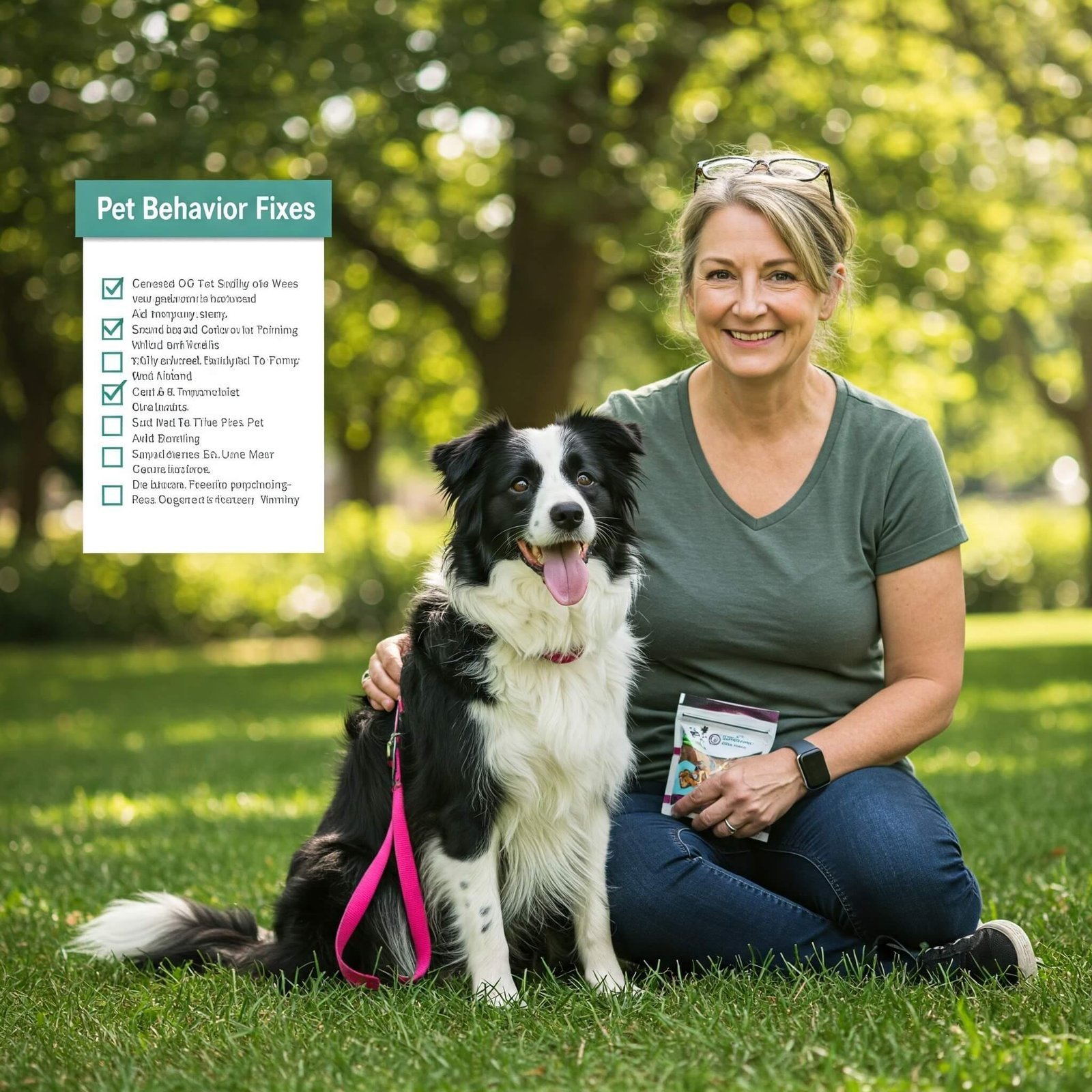 From Barking to Biting: Correcting Common Pet Behaviors for a Happier Home A happy Border Collie sits calmly beside its owner in a sunny park,